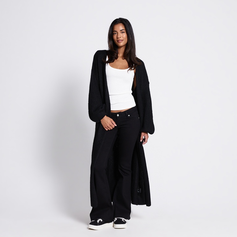 Long open knit cardigan "Alana" Black